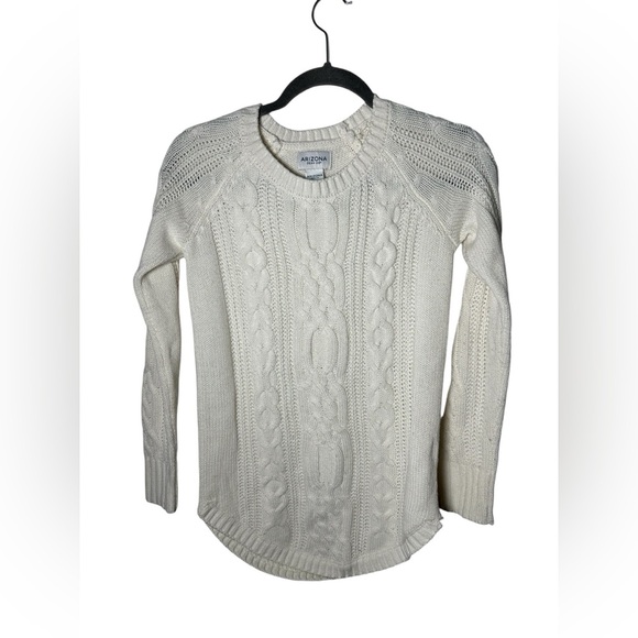 Arizona Jean Co Women’s XS Cable Knit Sweater Cream White Long‎ Sleeve Pullover - Picture 2 of 6